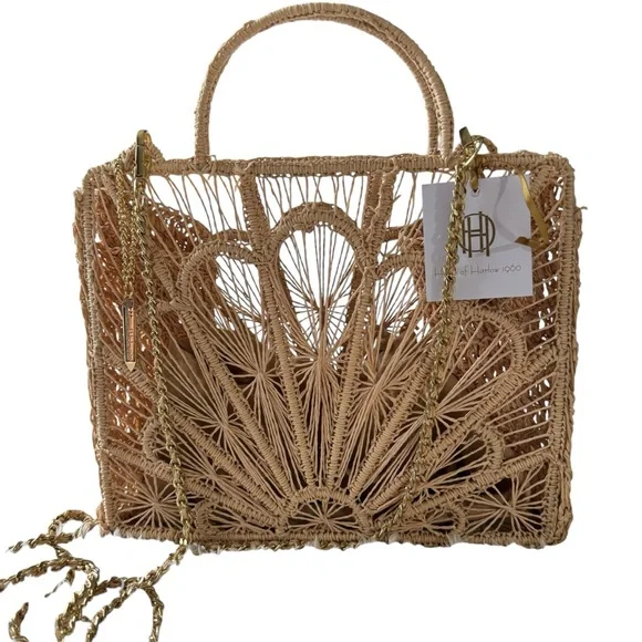 House of Harlow Sunny Days Woven Purse Liner Removable Crossbody Strap NEW - Picture 2 of 14